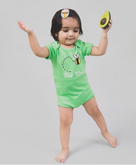 Nap Chief Organic Cotton Short Sleeves Bee Kind Printed Onesie - Green