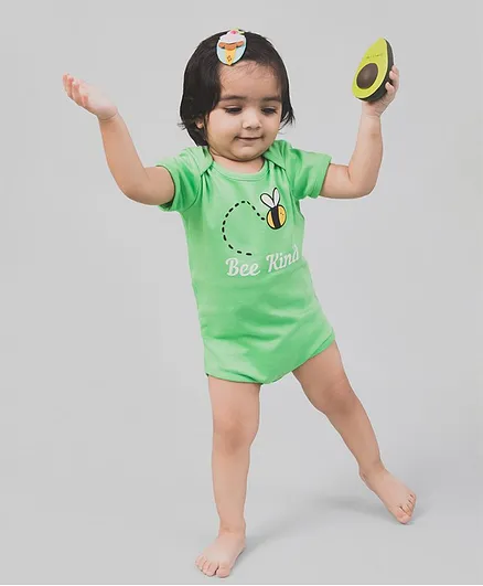 Nap Chief Organic Cotton Short Sleeves Bee Kind Printed Onesie - Green