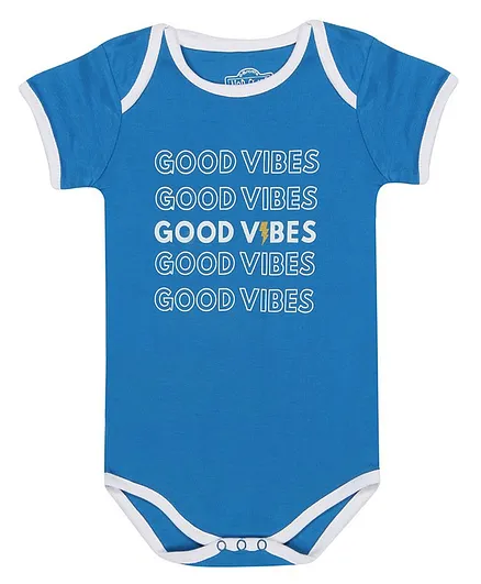 Nap Chief Organic Cotton Short Sleeves Good Vibes Printed Onesie - Blue