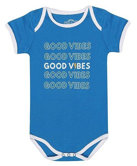 Nap Chief Organic Cotton Short Sleeves Good Vibes Printed Onesie - Blue