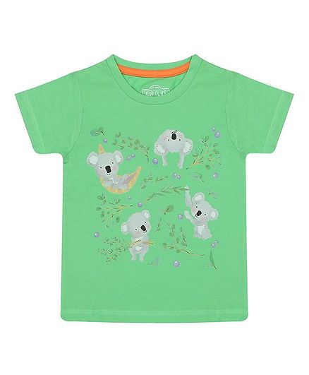 Nap Chief Organic Cotton Koala Printed Half Sleeves Tee - Green