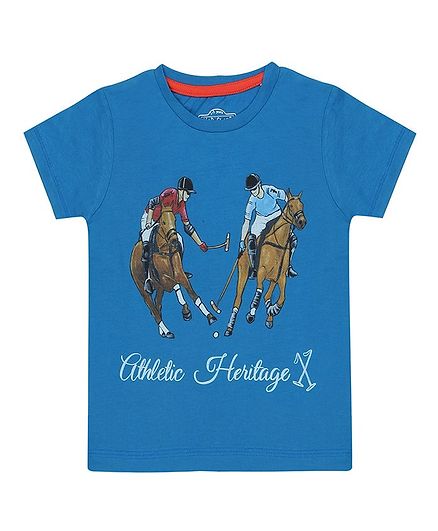 Nap Chief Organic Cotton Athletic Heritage Print Half Sleeves Tee - Blue
