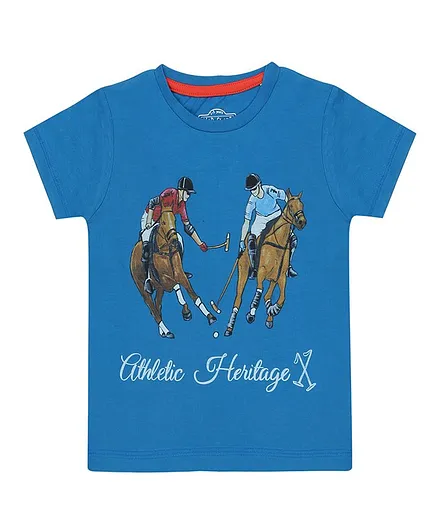 Nap Chief Organic Cotton Athletic Heritage Print Half Sleeves Tee - Blue