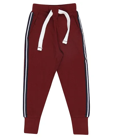 Nap Chief Organic Cotton Side Striped Joggers - Maroon