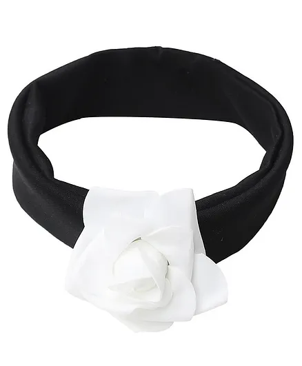 Samsara Couture Bow With Flower Detailed Headband - Black
