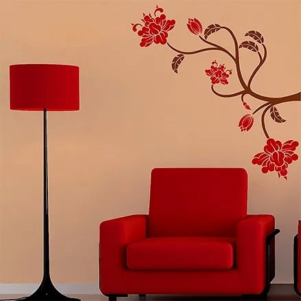 Chipakk Flowering Branch 3 Wall Decal Red - Medium