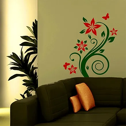 Chipakk Flowering Branch 4 Wall Decal Red - Medium