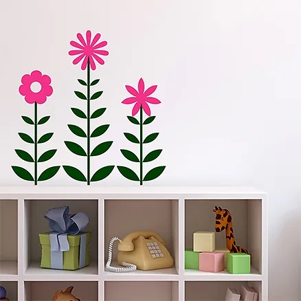 Chipakk Wall Decal Row of Flowers 2 Pink - Small
