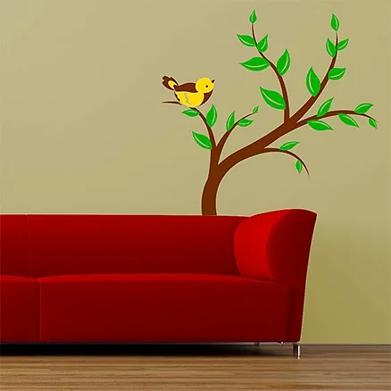 Chipakk Wall Decal Branch with Birds 2 Green - Medium