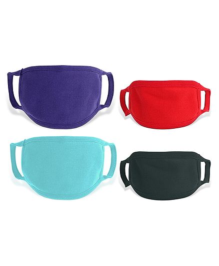 Zoe 100% Cotton Masks for Kids & Parents Pack of 4 - Multicolor