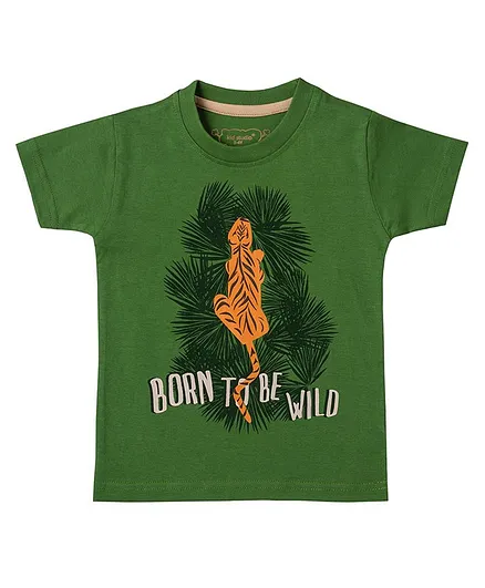 Kid Studio Half Sleeves Tiger Printed T-Shirt - Green