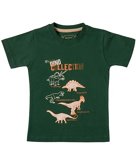 Kid Studio Half Sleeves Dinosaur Printed T-Shirt - Dark Green