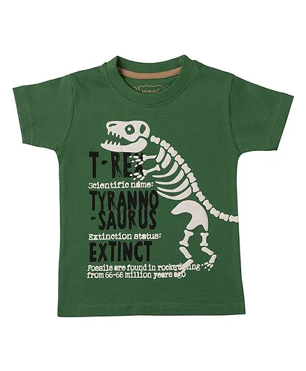 Kid Studio Half Sleeves Dinosaur Foam Printed Foam Printed T-Shirt - Green
