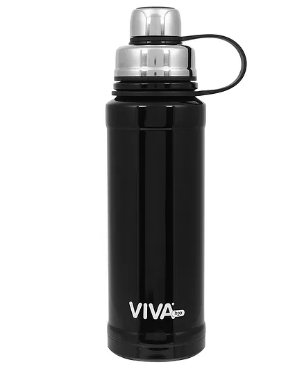 Viva h2o Double Wall Vacuum Insulated Stainless Steel Sipper Bottle Black - 600 ml