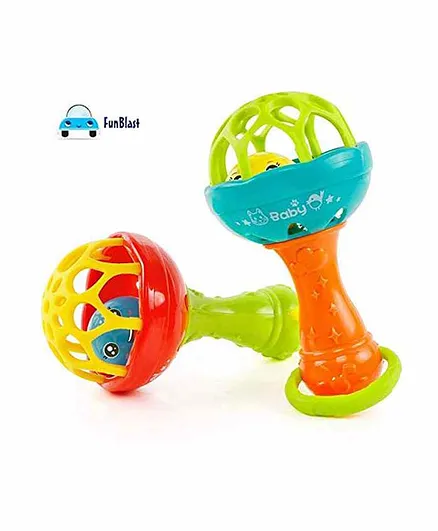 FunBlast Dumbbell Shaped Rattle Set Pack of 2 (Color May Vary)