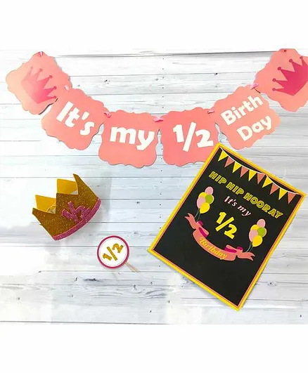 Untumble Half Birthday Decoration Kit Pink - Pack of 24