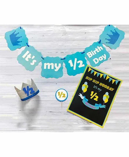Untumble Half Birthday Decoration Kit Blue - Pack of 24