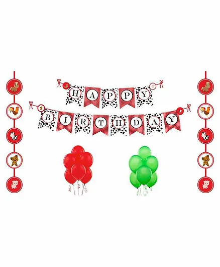 Untumble Farm Theme Birthday Decoration Kit Red - Pack of 23