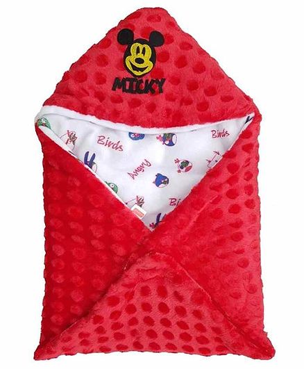 Brandonn Baby Blanket Cum Sleeping Bag Mickey Mouse Print - Red