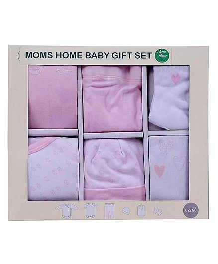 Mom's Home Organic Cotton 6 Piece Baby Clothing Set Pineapple Print - Pink