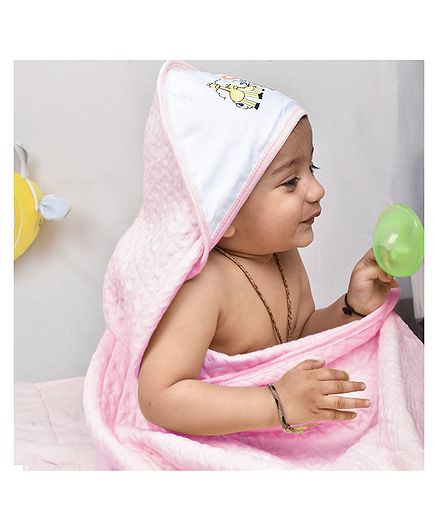 Mom's Home Cotton Hooded Baby Towel Beach Print - Pink