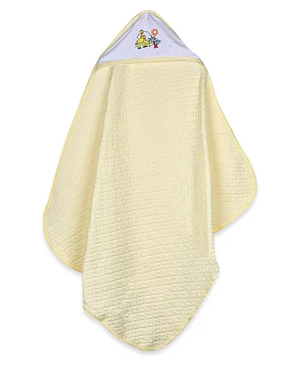 Mom's Home Cotton Hooded Baby Towel Animal Print - Yellow