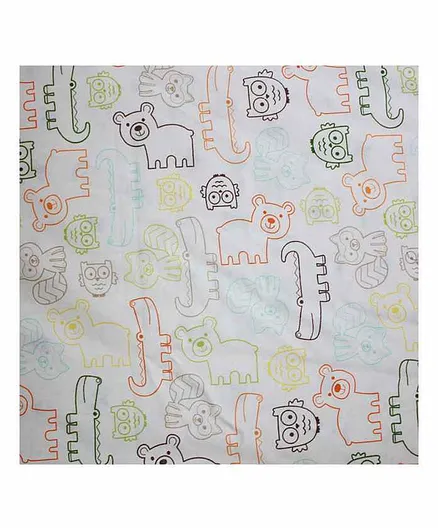 The Mom Store 100% Cotton Crib Sheet Animal Kingdom Print - White
