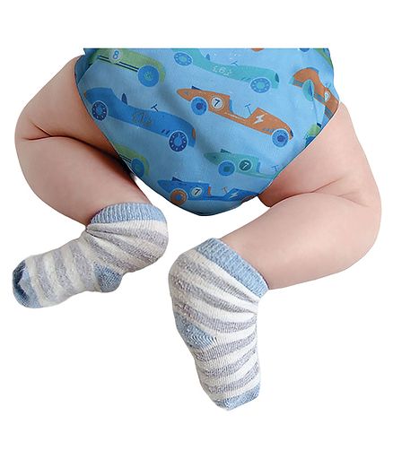 Polka Tots Reusable Cloth Diapers with Bamboo Insert Car Print - Blue