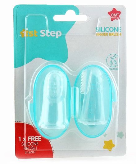 1st Step Silicone Finger Tooth Brush with Carry Case - Green