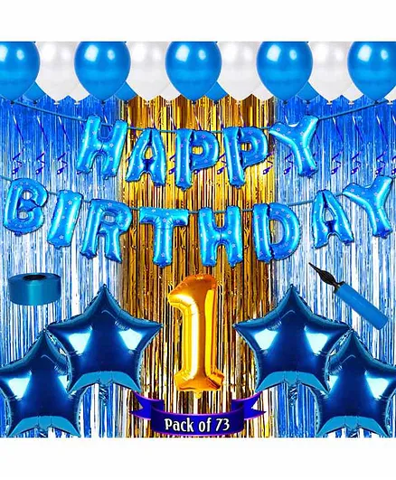 Shopperskart First Birthday Balloon Kit Blue - Pack of 73