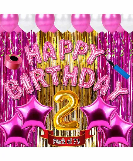 Shopperskart Second Birthday Balloon Kit Pink - Pack of 73