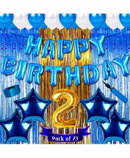 Shopperskart Second Birthday Balloon Kit Blue - Pack of 73