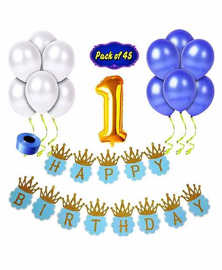 Shopperskart First Birthday Decoration Kit Blue - Pack of 45