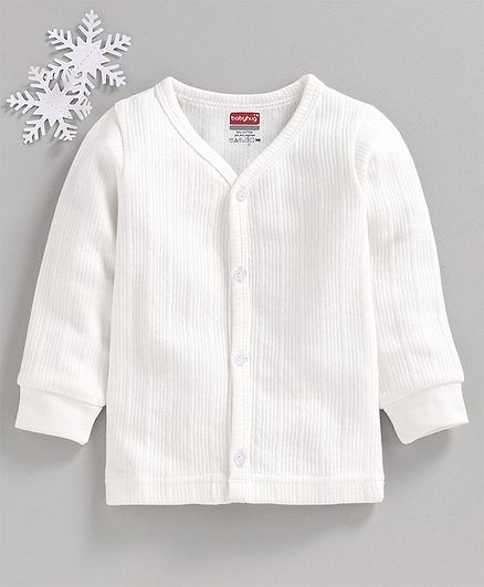 Babyhug Full Sleeves Solid Thermal Vest - Off White