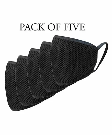 Reusable Face Protection Mask Pack of 5 - Black