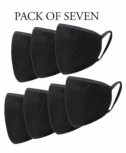 Reusable Face Protection Mask Pack of 7 - Black