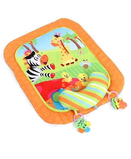 Baby Play Mat with Pillow Animal Print - Orange