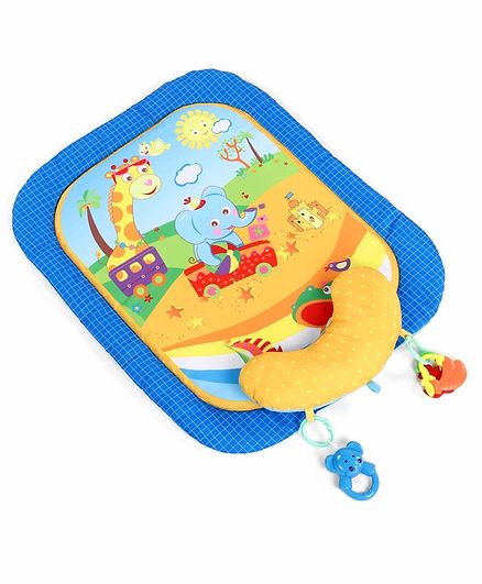 Baby Play Mat with Pillow Animal Print - Blue