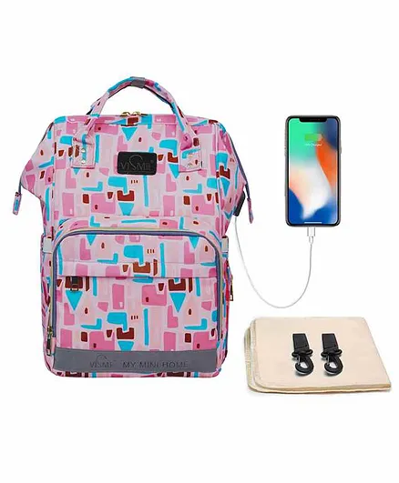 Vismiintrend Diaper Backpack with USB Plug Large Size - Multicolor