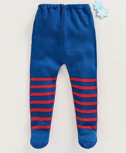 Babyhug Winter Wear Striped Bootie Leggings - Royal Blue