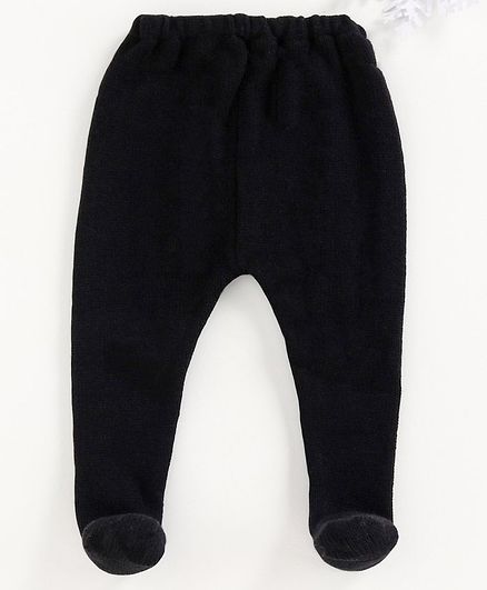Babyhug Winter Wear Solid Bootie Leggings - Black