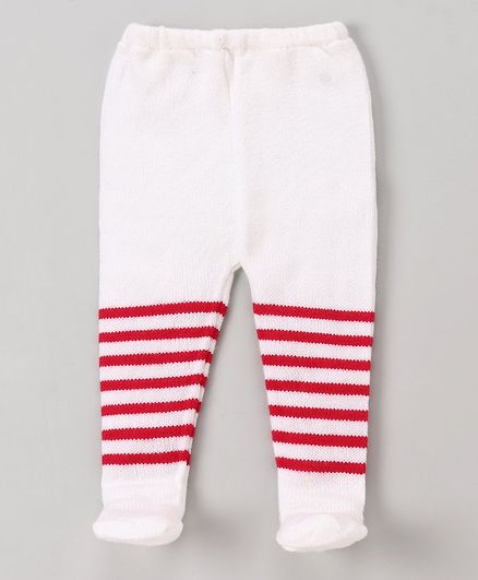 Babyhug Winter Wear Solid Bootie Leggings - White