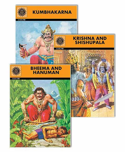 Amar Chitra Katha Bheema & Hanuman Kumbhakarna Krishna & Shishupala Mythology Books Pack of 3 - English