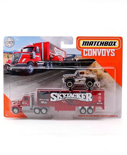 Matchbox Die Cast Free Wheel Lonestar Cab Truck & Ford Bronco Car - Red Black