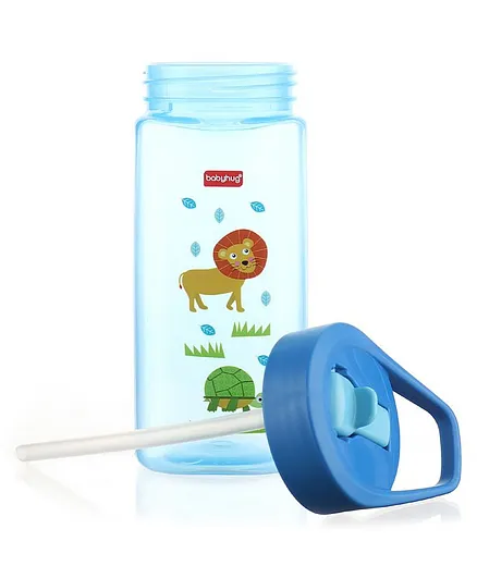 Babyhug Lion Print Toddler Square Spout Sipper Blue - 420 ml