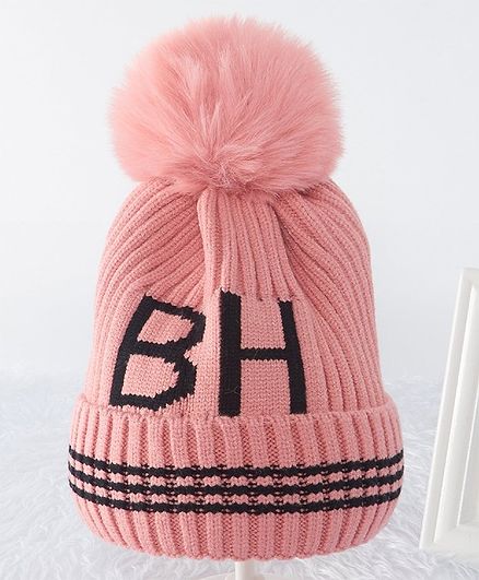 Babyhug Woollen Cap Pom Pom Detailing Pink - Diameter 10.5 cm