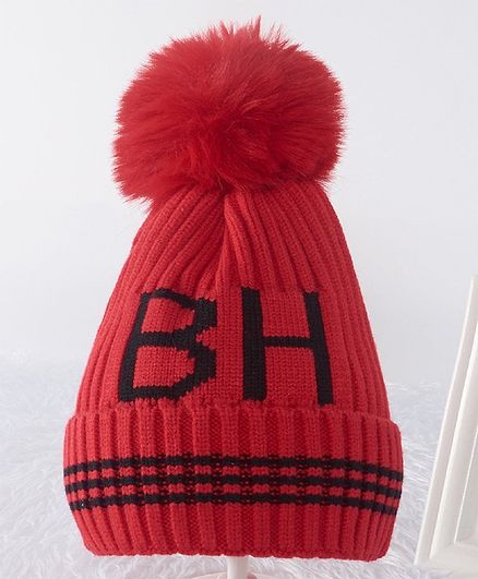 Babyhug Woollen Cap Pom Pom Detailing Red - Diameter 10.5 cm