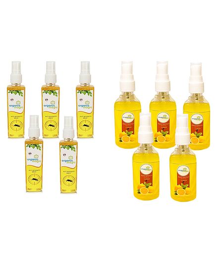 Organic Magic Anti Mosquito Spray with Hand Sanitizer Combo Pack of 10 - 50 ml each