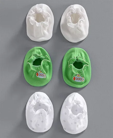 Ben Benny Printed & Solid Booties Pack of 3 - Green White