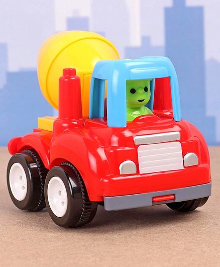Friction Powered Cement Mixer Truck - Red